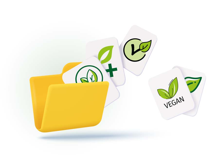 Kostenlose Zeichen und Symbole für vegan und vegetarisch für deine Speisekarte