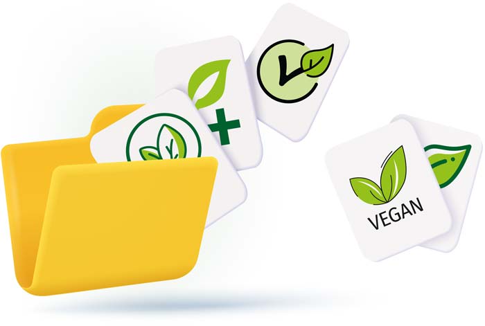 Kostenlose Zeichen und Symbole für vegan und vegetarisch für deine Speisekarte