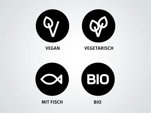 Professionelle Icons für fleischfreie Speisen.